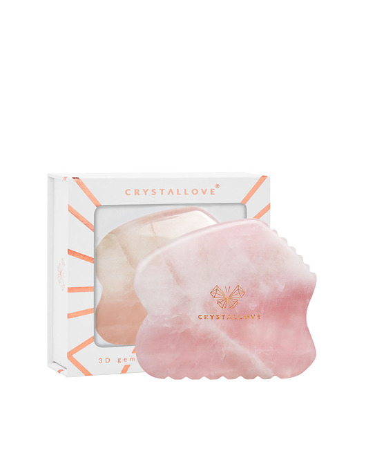 akcesoria dla niej CRYSTALLOVE Płytka CONTOUR  gua sha z kwarcu różowego