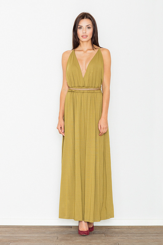 sukienki maxi damskie Elegancka sukienka maxi z wycięciem na plecach i wiązaniem - M483
