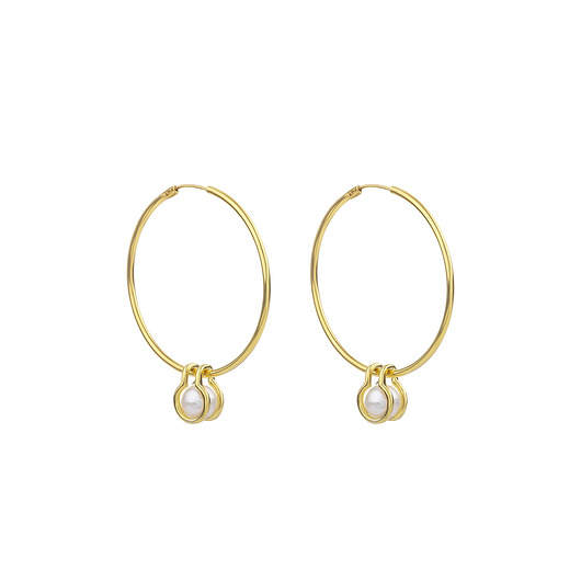 kolczyki pozłacane Kolczyki hoop pearl gold