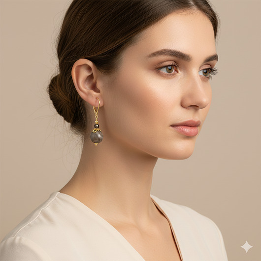 kolczyki pozłacane Kolczyki z krzemieniem pasiastym z pozłacanego srebra