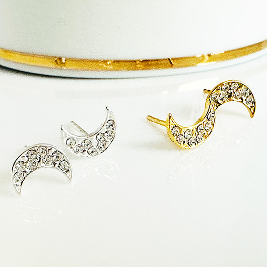 kolczyki srebrne Kolczyki księżyce, srebrny mały księżyc
