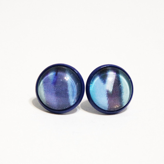 kolczyki szklane Kolczyki sztyfty - Ciemno niebieskie - granatowe