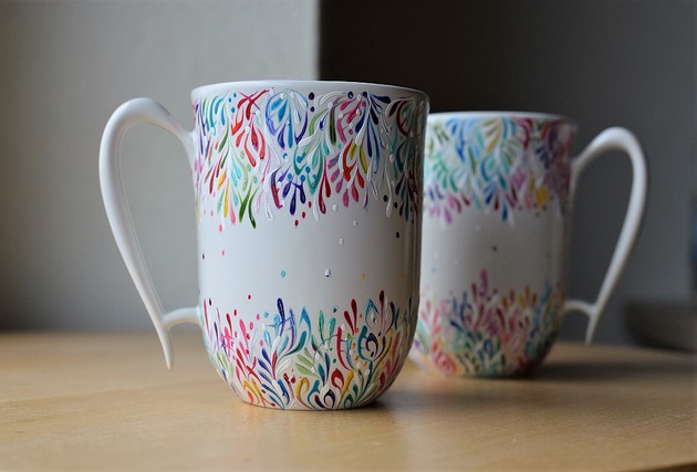 Kubki ceramiczne ręcznie malowane Multikolor x2 Ceramika Ciepliki