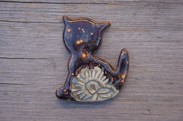 magnesy Ceramiczny magnes kot brązowy