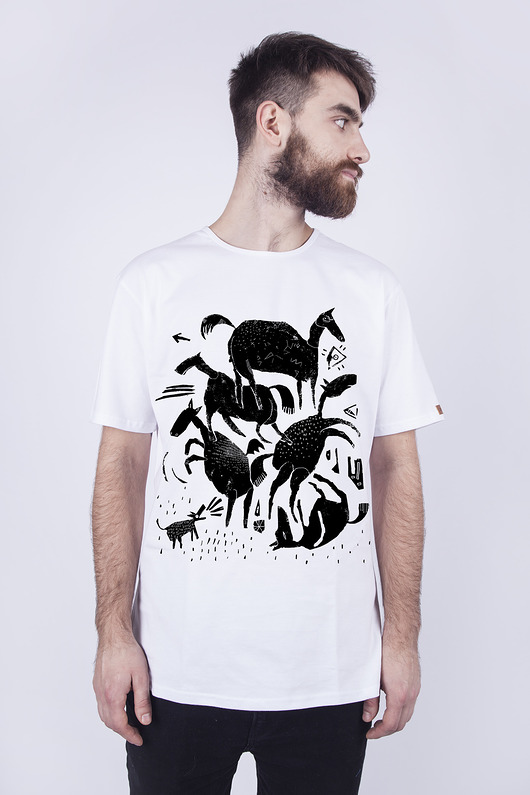 T-SHIRT MĘSKI 'Konie w popłochu' dziendobry