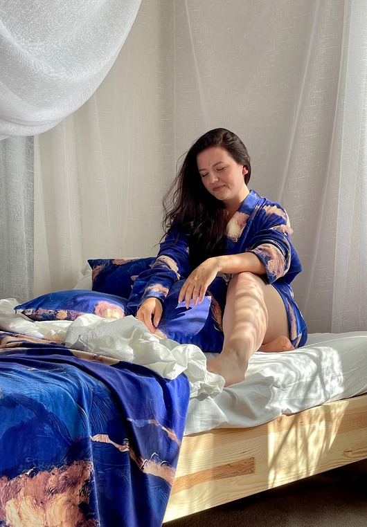 pościel POŚCIEL 1 i 2os. autorski print kobaltowe CHMURY na niebie 100%BAWEŁNA premium