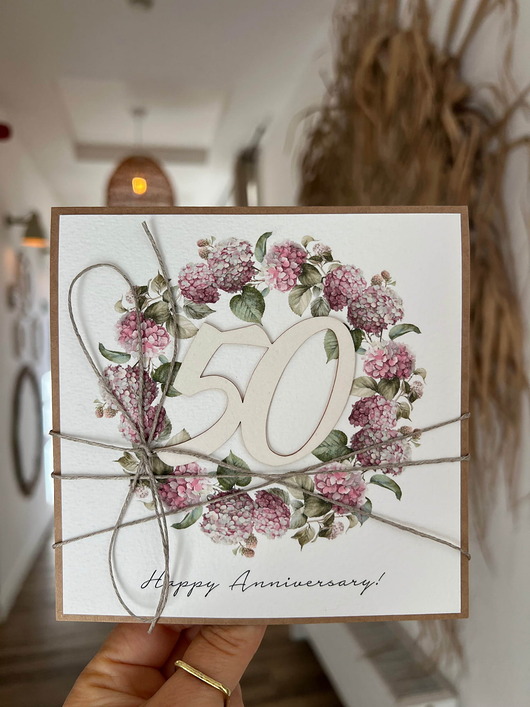 kartki scrapbooking Ręcznie robiona kartka życzenia z okazji 50. rocznicy ślubu