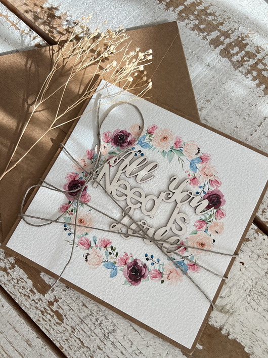 zaproszenia i kartki na ślub Rustykalna kartka ślubna ręcznie robiona w kopercie