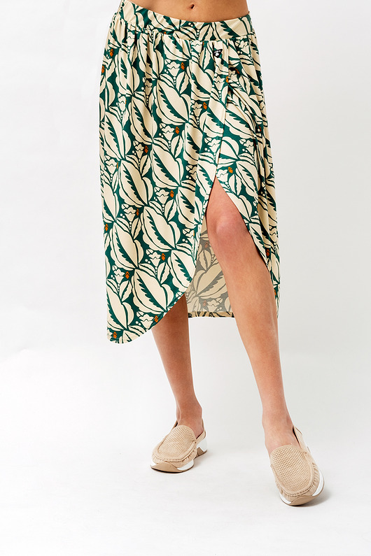 spódnice midi Spódnica "OLIMPIA" zielone liście