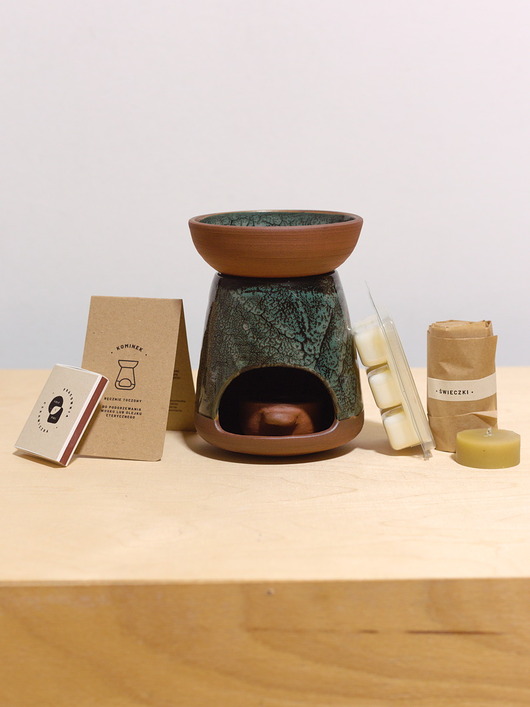 świeczniki i świece Zestaw kominek iglasty las + wosk zapachowy + świeczki