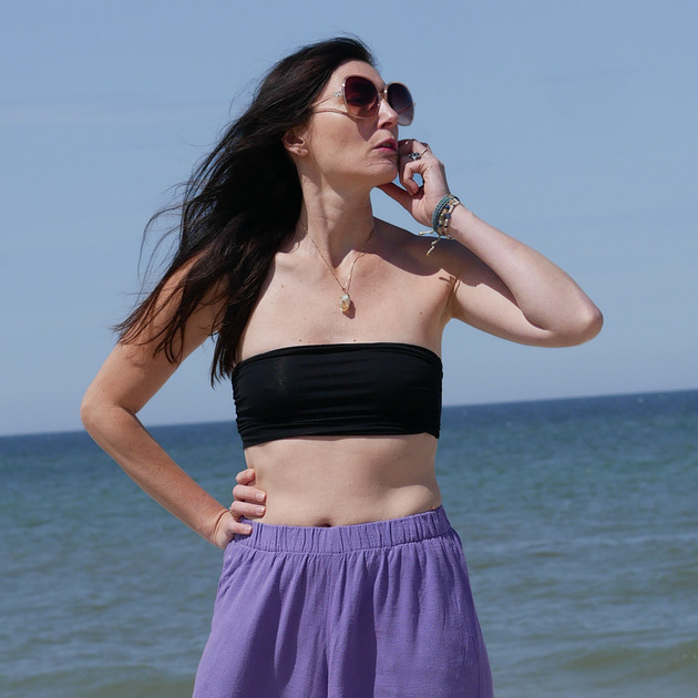 topy damskie Tube top czarny bawełna