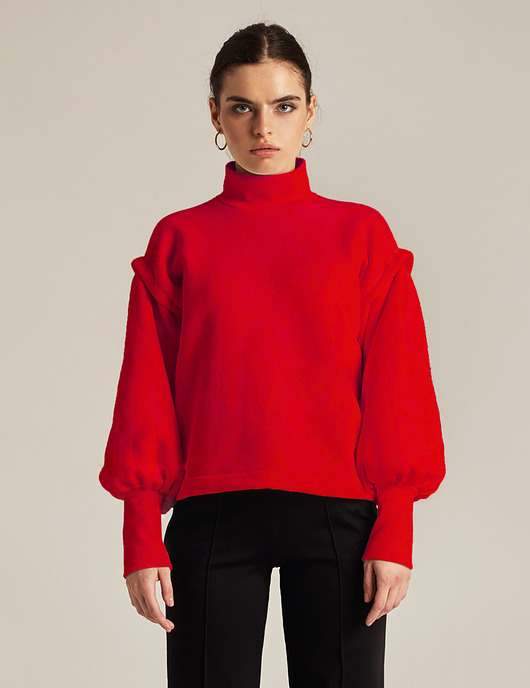 bluza bez kaptura damska Bluza z marszczonymi rękawami