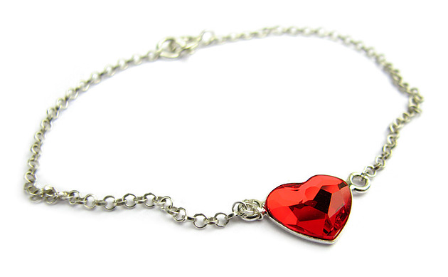 bransoletki srebrne Bransoletka - Ogniste serduszko (większe)