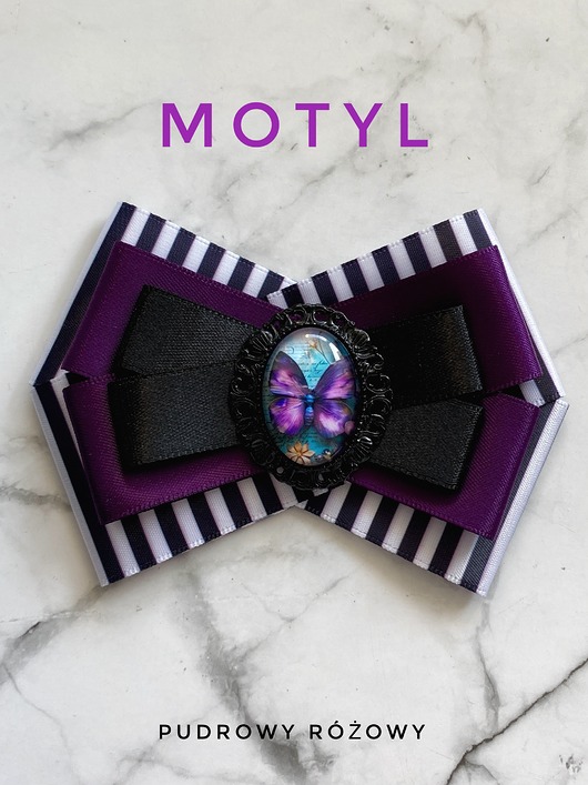 broszki Kolekcja MOTYL, motylek zamknięty pod kaboszonem NEW