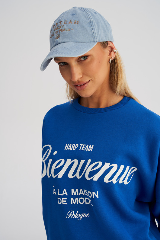 czapki damskie Sprana czapka z daszkiem VINTAGE błękitna