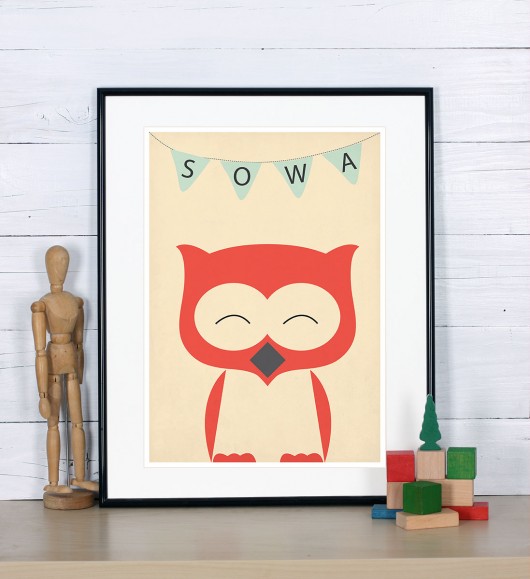 Plakat poznajmy zwierzęta - Sowa, A3 Galeria EMU