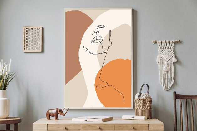 plakaty PLAKAT abstrakcyjny linearny kobieta
