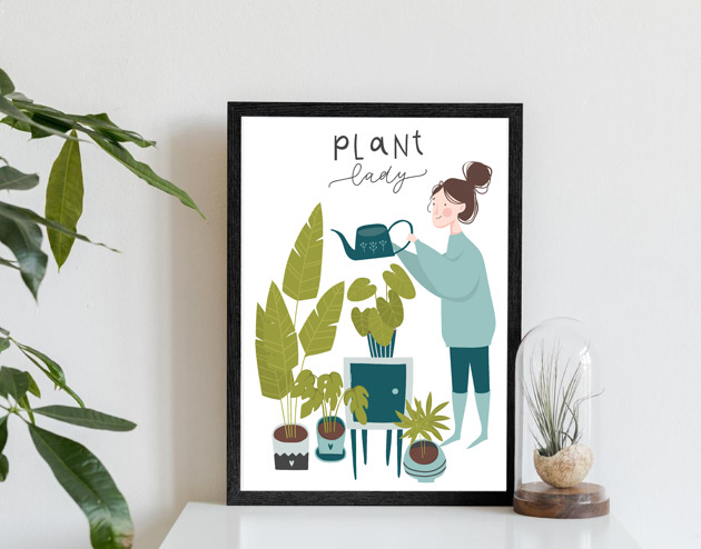 grafiki i ilustracje PLANT LADY  plakat ilustracja roślinny