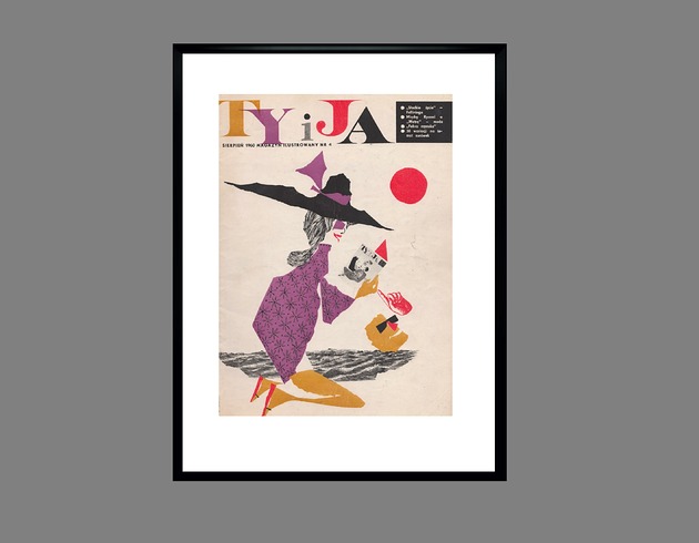 grafiki i ilustracje Oprawiona okładka miesięcznika TY i JA 08/ 1960 r, aut. Roman Cieślewicz