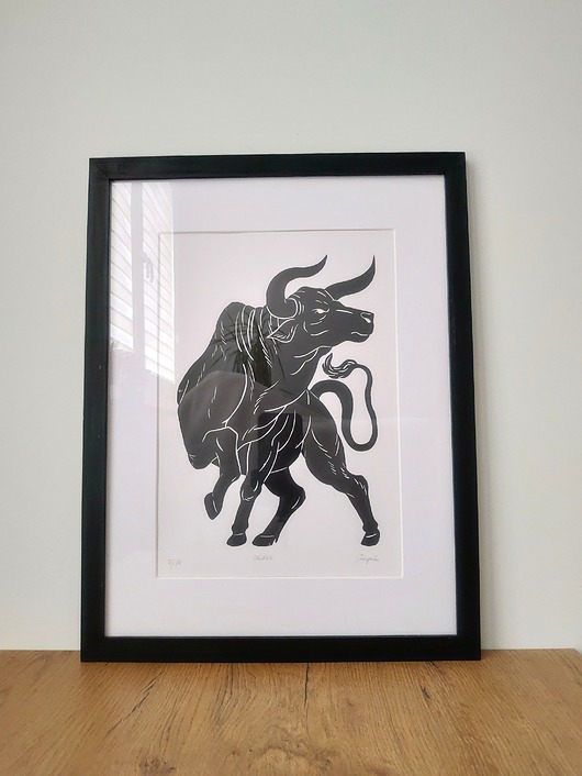 grafiki i ilustracje Linoryt "Taurus"
