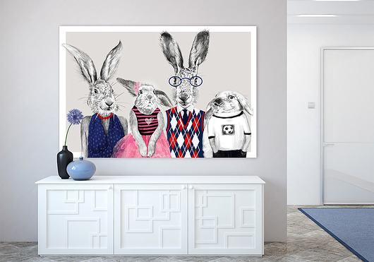 OBRAZ NA PŁÓTNIE  120x80cm  Zające LUdesign gallery