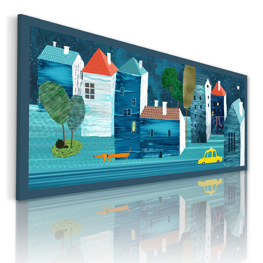 OBRAZ NA PŁÓTNIE - 150x60cm Domki NOWdeco