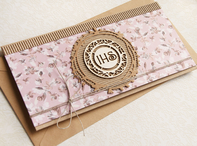 kartki na komunię Kartka-kopertówka komunijna BRUDNY RÓŻ