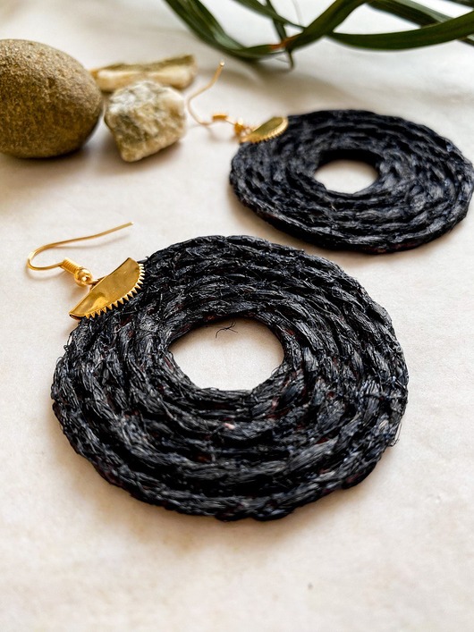 kolczyki - inne Duże kolczyki koła boho czarne