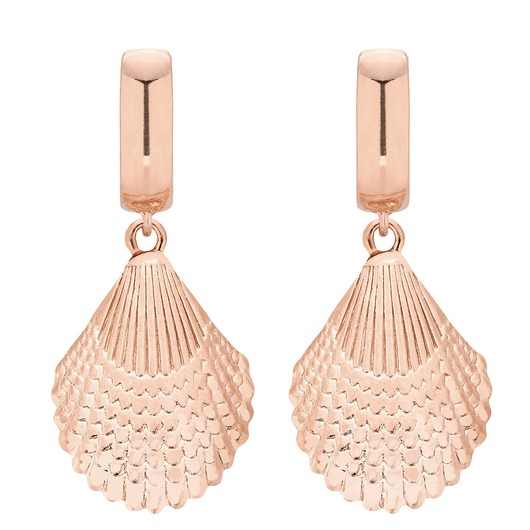 kolczyki pozłacane Kolczyki z różowego złota z muszlą