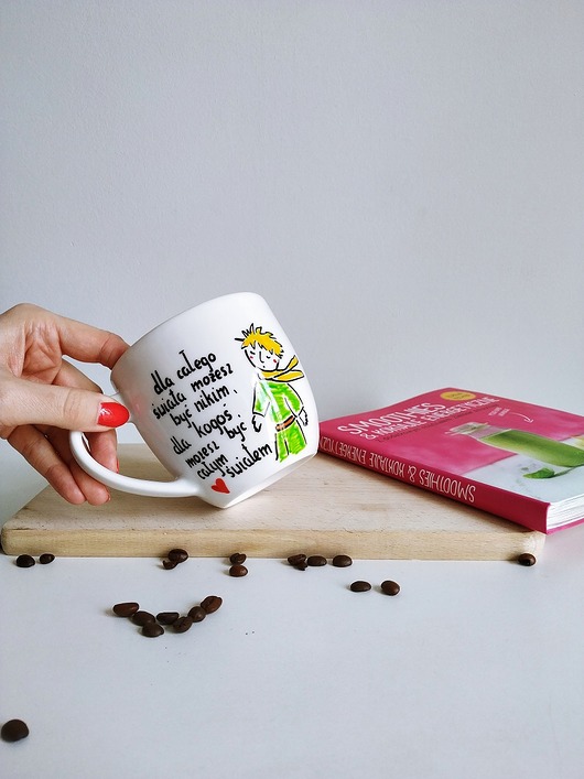 kubek mały książe z cytatem /ręcznie malowany MUKI design