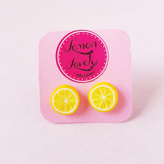Cytryna kolczyki na sztyfcie z modeliny Lemon Lovely