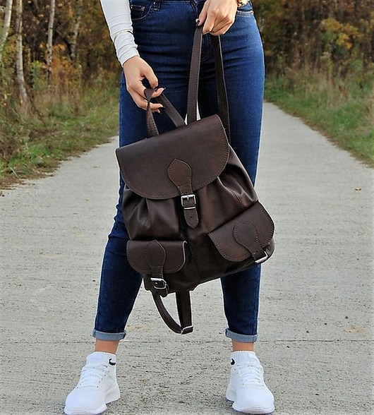 plecaki Duży skórzany plecak ze skóry naturalnej