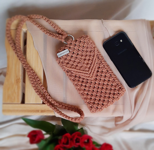 etui na telefon Boho torebka na telefon - karmelowa