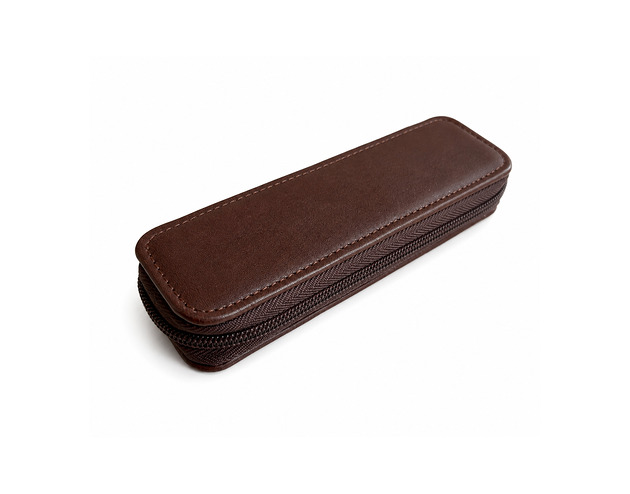 piórniki Etui na pióra na dwa pióra lub długopisy brązowe