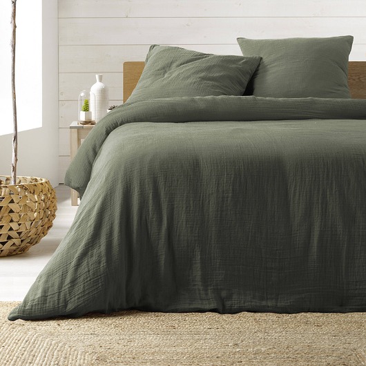 pościel Komplet pościeli muślinowej MUSSOLA 240x220 cm khaki