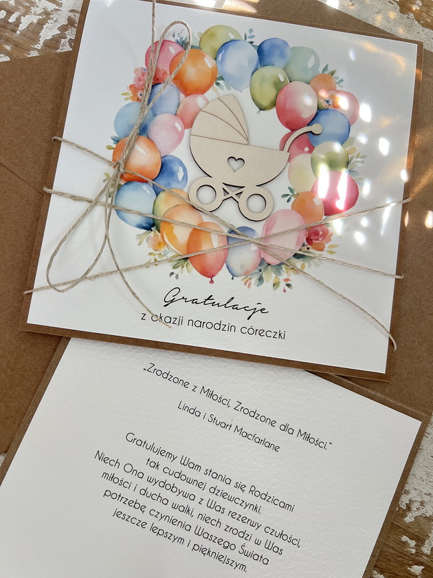kartki scrapbooking Ręcznie robiona kartka na narodziny córeczki  - gratulacje