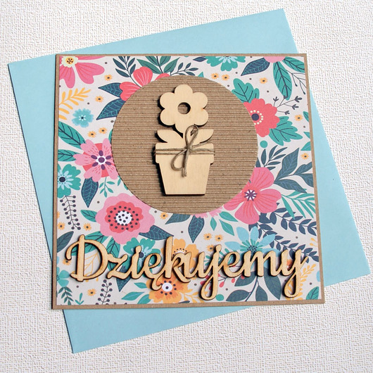 kartki scrapbooking DZIĘKUJEMY - podziękowanie RÓŻNE wzory