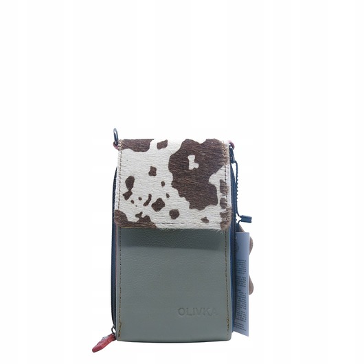 torby na ramię Torebka damska na telefon listonoszka skórzana regulowany pasek OLIVKA