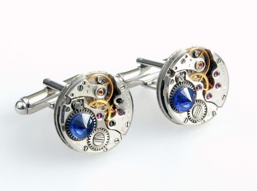 spinki do mankietów Spinki posrebrzane do mankietów ROUND I Deep Navy