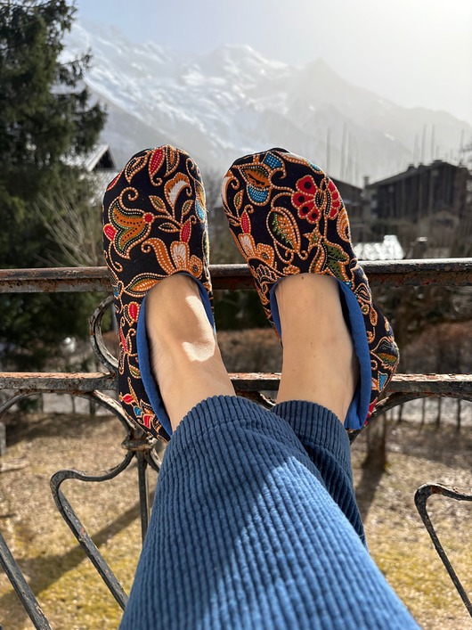 kapcie damskie Kapcie czarne paisley r.40