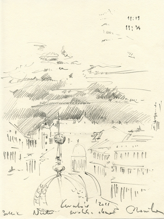 grafiki i ilustracje Kraków IX  - szkic ołówkiem