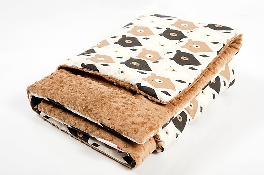 Mięciutki kocyk minky w fusjowe pióra - 75x100 Minky and Cotton