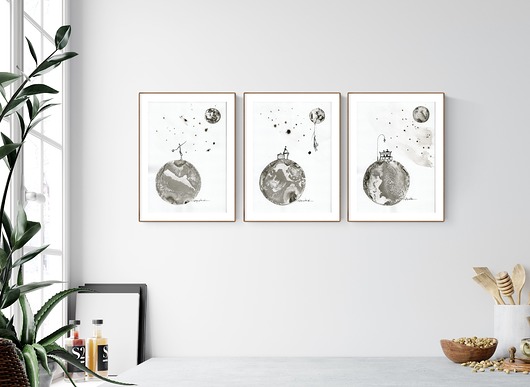 zestaw 3 grafik A4 malowanych ręcznie Krystyna Siwek Art