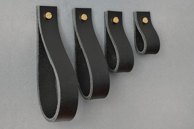 meble - gałki Skórzany uchwyt meblowy Lade #1 czarny