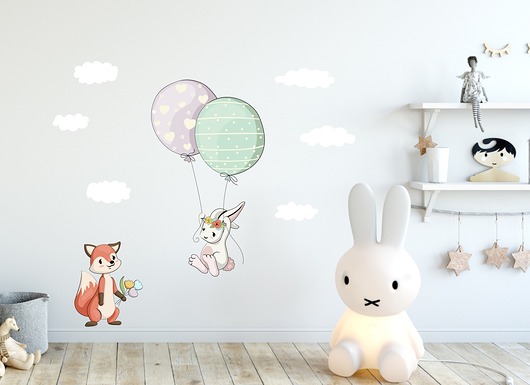 Naklejka ścienna dla dzieci zjączek balony lisek madras24