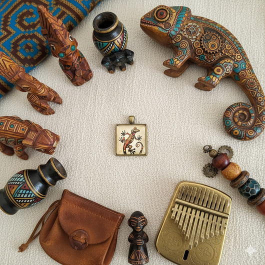 wisiory 6833 Kolorowy Wisiorek Jaszczurka - Naszyjnik Gekon Boho - Biżuteria Etniczna