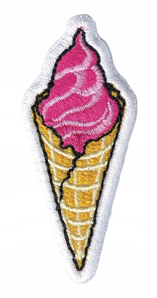 naszywki na ubrania Naszywka naprasowanka LÓD ROŻEK termoprzylepna haft 6,5x2,9cm