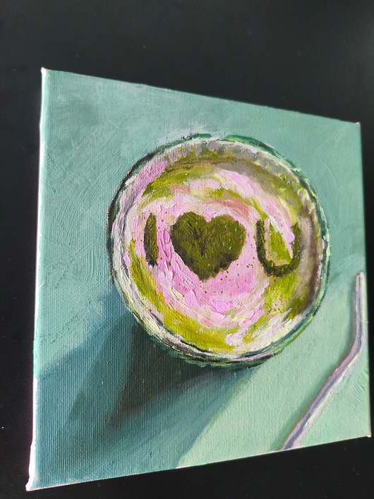 obrazy Matcha lovers Obraz Olej na Płótnie 20x20 Nowoczesny kawa herbata malina