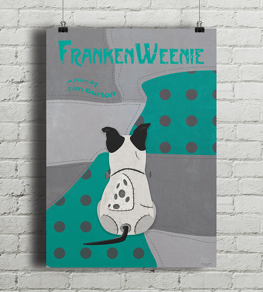 Frankenweenie - Tim Burton - plakat fine art minimalmill