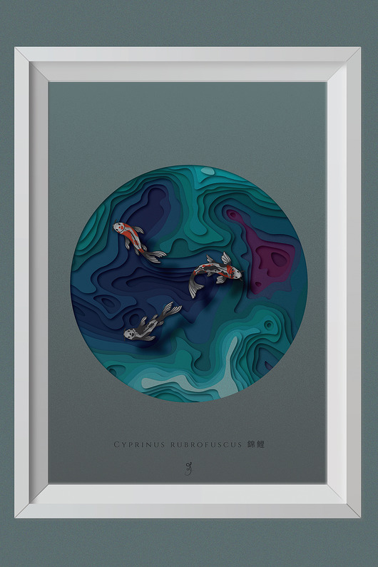 Plakat Karp Koi Grafika 70x50cm ŁUKASZ KROKOSZ ART